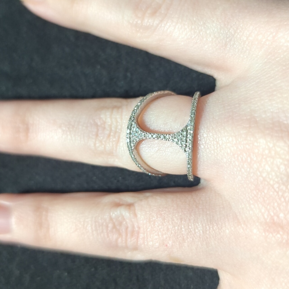 Rarities by Carol Brodie Sterling Silver Diamond Bridge Statement Ring - 7.5